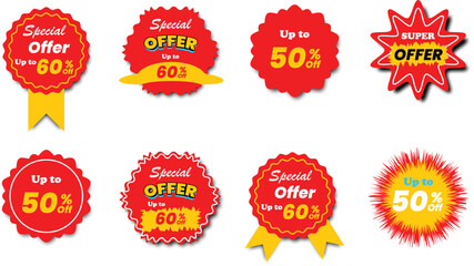 Obraz premium Bright Red Discount Label – Editable Offer Badge