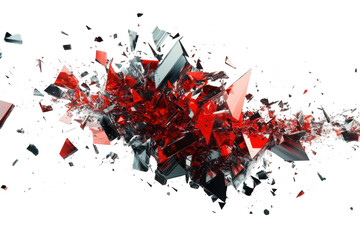 Shattered Reality Red and Gray Glass Explosion Fragmentation Abstract Destruction Impact Texture 3D