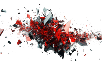 Shattered Reality Red and Gray Glass Explosion Fragmentation Abstract Destruction Impact Texture 3D