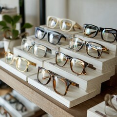 Display of eyeglasses in a store