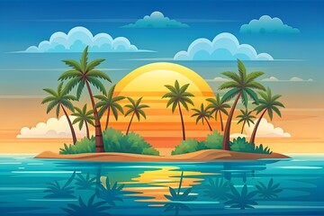 Obraz premium tropical beach with palm trees