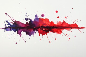 Watercolor Abstract Painting Splashes of Crimson Indigo Brushstroke Art Fluid Expression Artistic