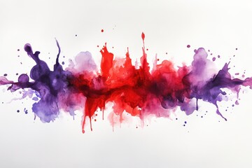 Watercolor splash art painting red purple ink blot abstract vibrant handmade artistry colorful