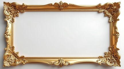 Ornate golden rectangular frame with intricate baroque flourishes gold frame rococo