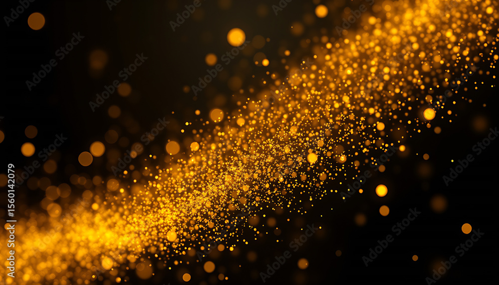 Aufkleber golden bokeh cascade a stream of glowing particles on a dark background