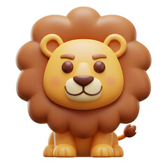 Cute Cartoon Lion 3D Render on transparent background
