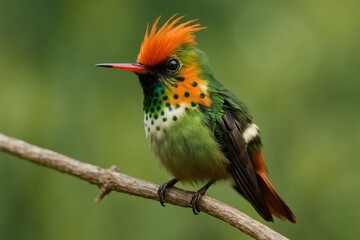 Vibrant hummingbird perched elegantly.