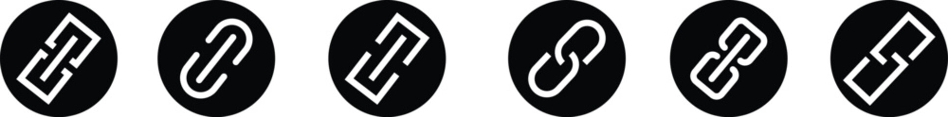 Attachment link icon set, Internet URL webpage url link vector. Chain, link symbol collection isolated on transparent background, Paperclip Hyperlink Icon. link From contact and communication device.
