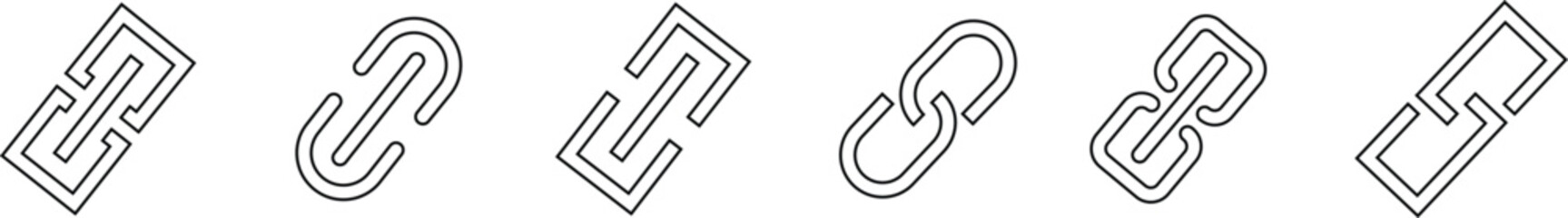 Attachment link icon set, Internet URL webpage url link vector. Chain, link symbol collection isolated on transparent background, Paperclip Hyperlink Icon. link From contact and communication device.