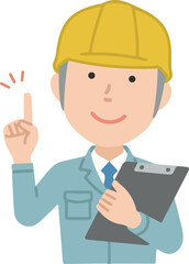 Male workers pointing	