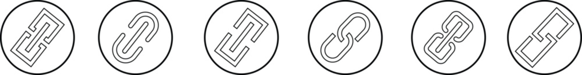 Attachment link icon set, Internet URL webpage url link vector. Chain, link symbol collection isolated on transparent background, Paperclip Hyperlink Icon. link From contact and communication device.