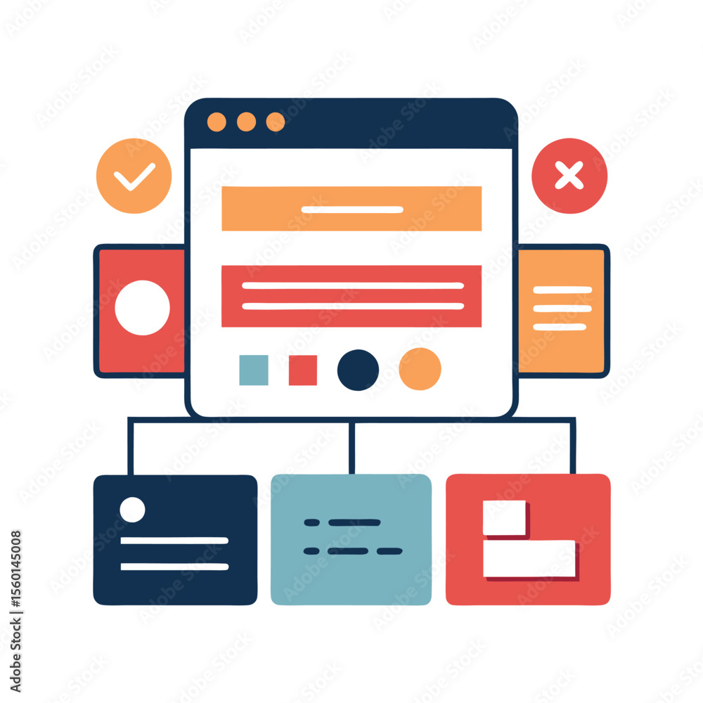 Poster interactive web elements on white background