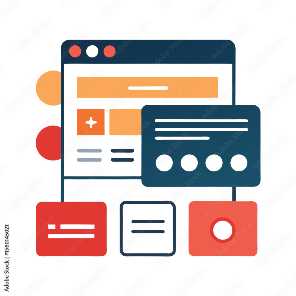 Poster interactive web elements on white background