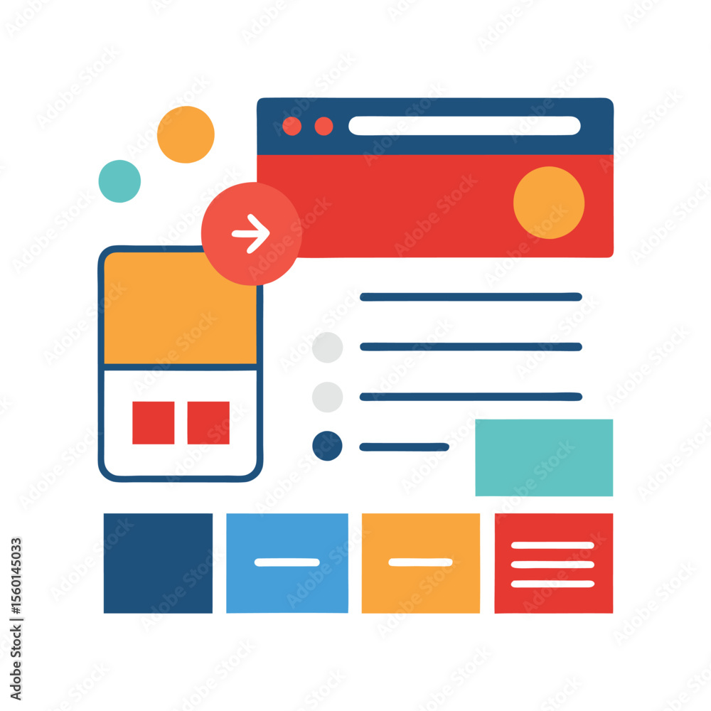Poster interactive web elements on white background