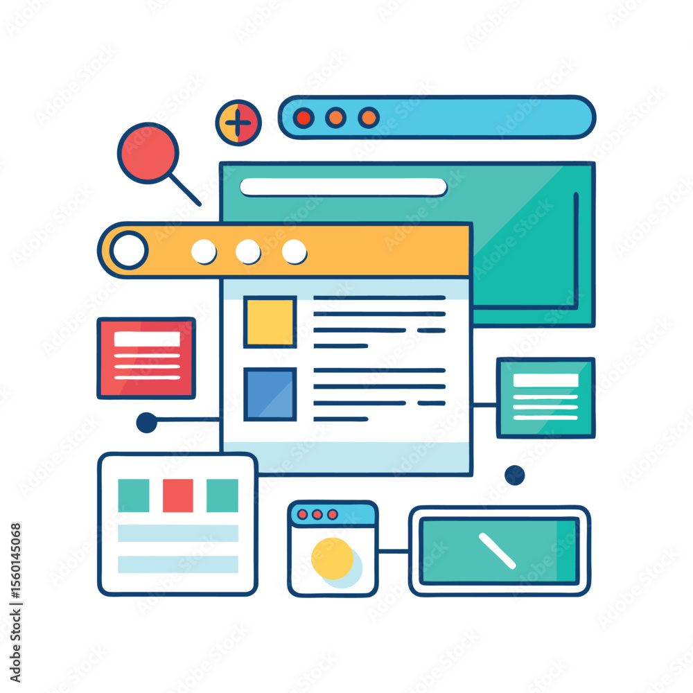 Poster interactive web elements on white background