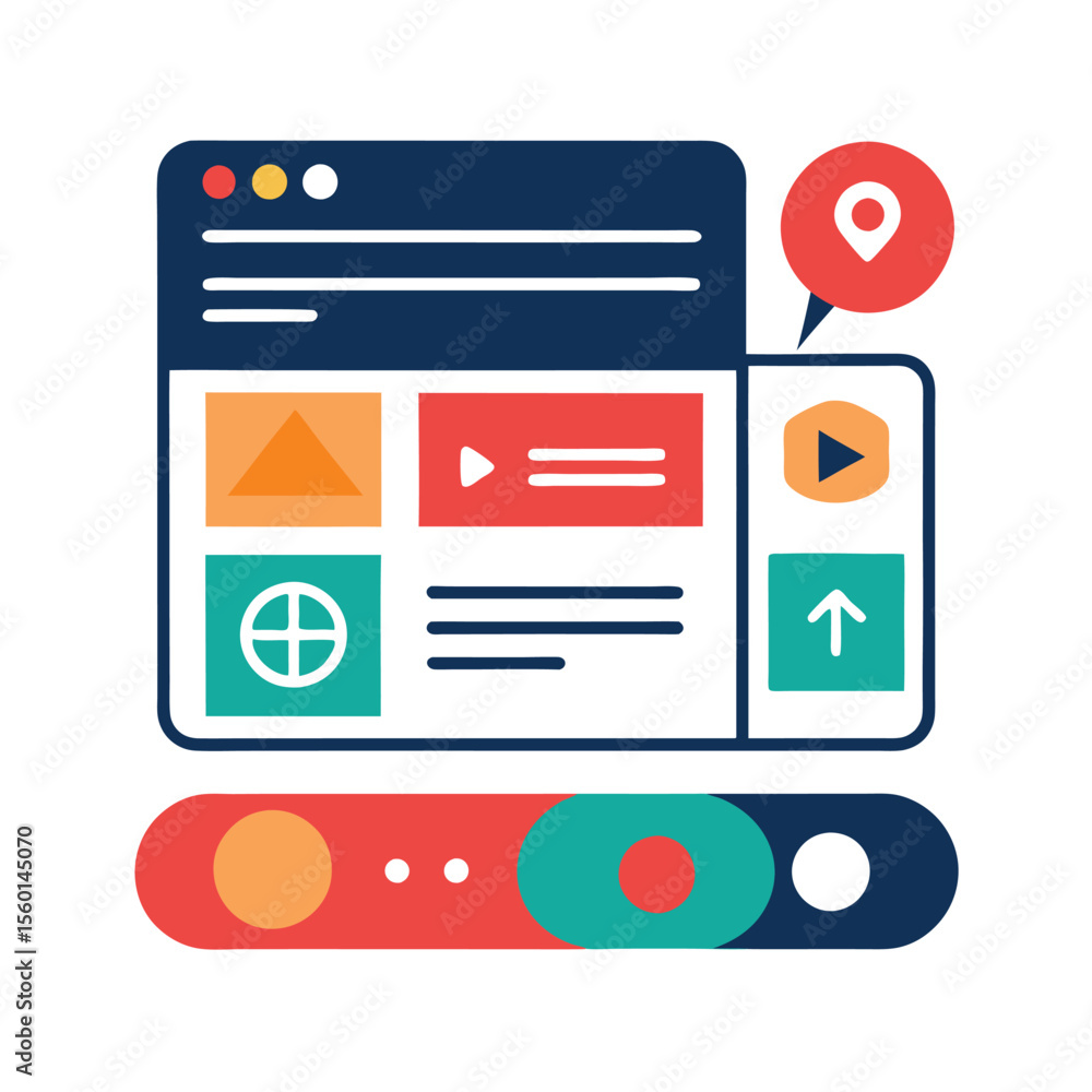 Poster interactive web elements on white background