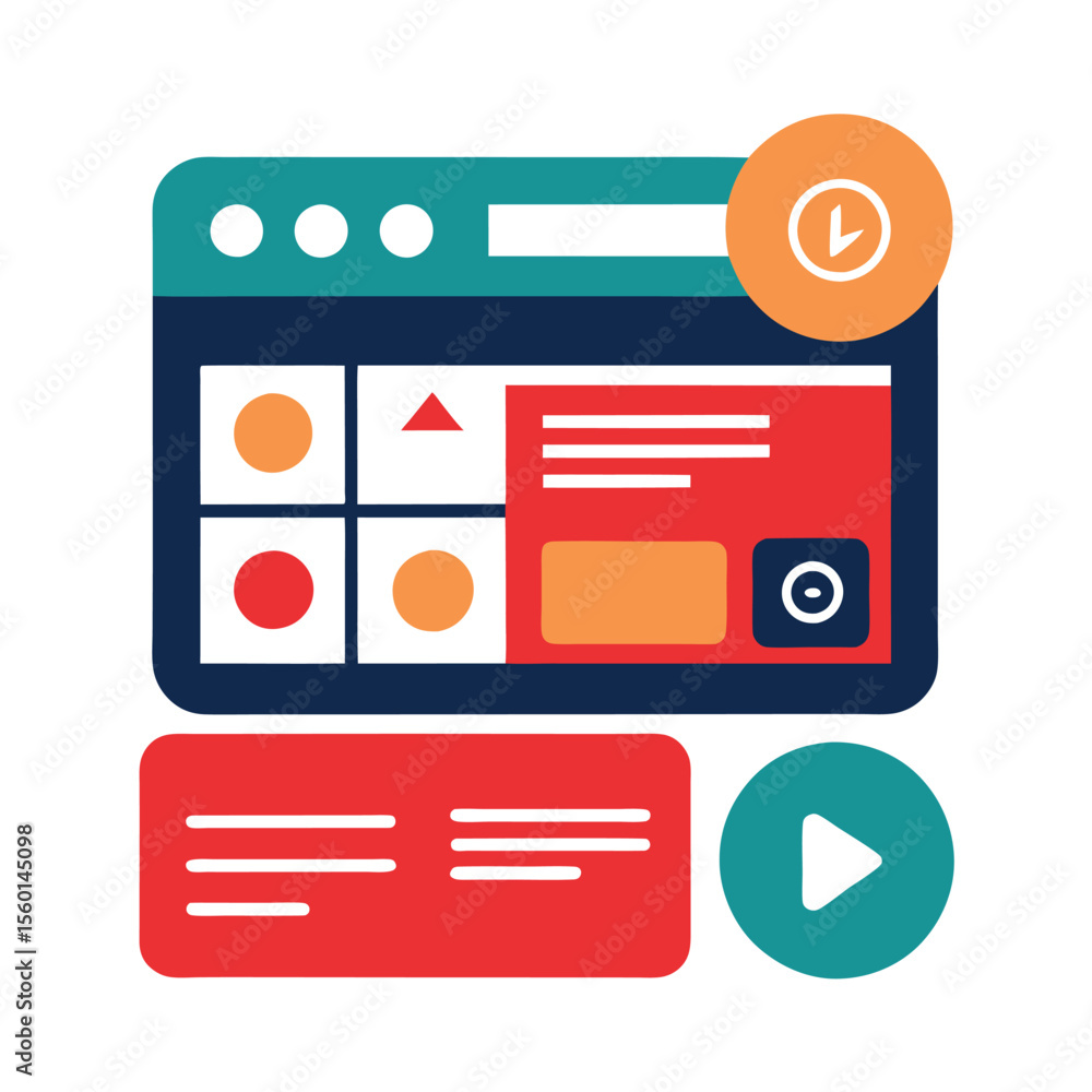 Poster interactive web elements on white background