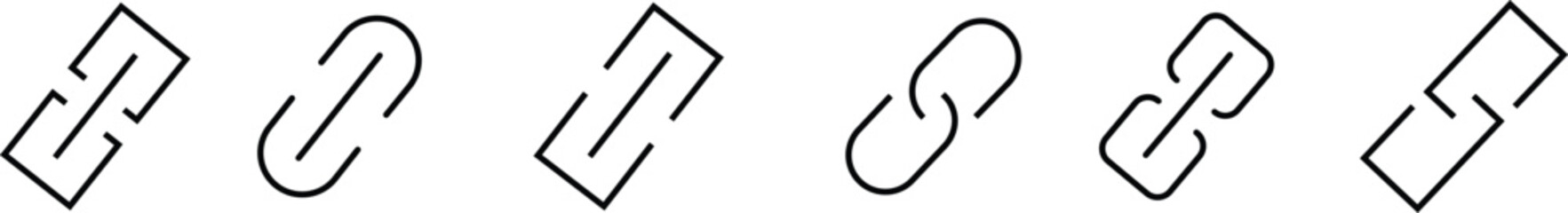 Attachment link icon set, Internet URL webpage url link vector. Chain, link symbol collection isolated on transparent background, Paperclip Hyperlink Icon. link From contact and communication device.