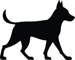 Dog Walker Silhouette on White Background
