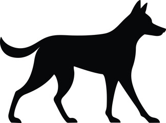 Dog Walker Silhouette on White Background
