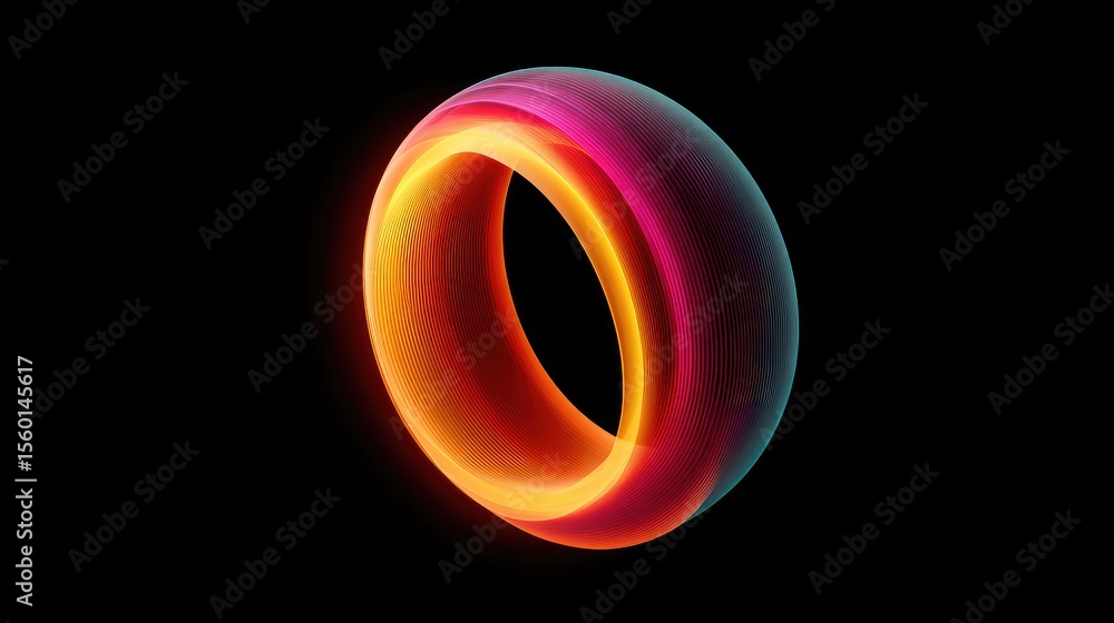 Poster vibrant abstract ring design with glowing effects, a fusion of color and light creating a mesmerizin
