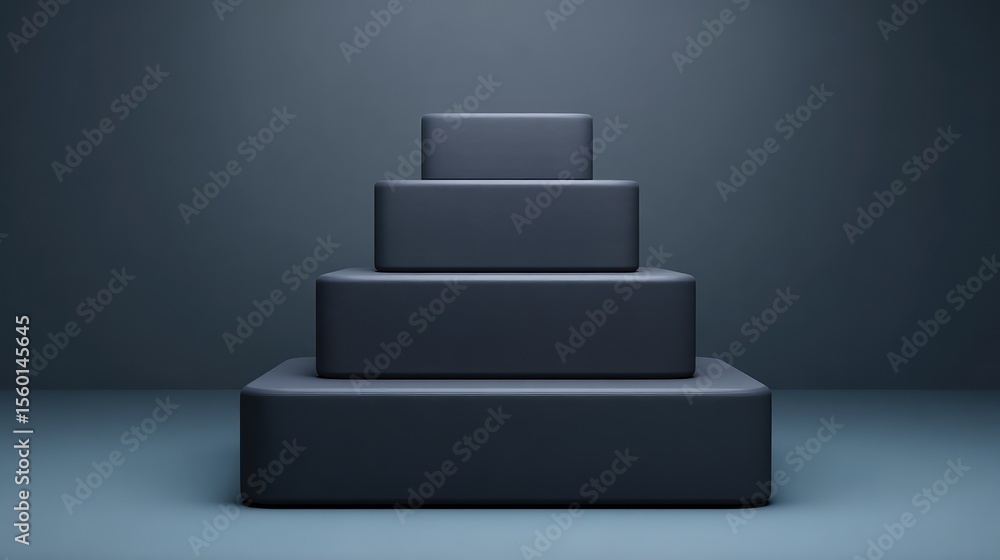 Aufkleber minimalist geometric arrangement of ascending black blocks on a simple background highlighting moder