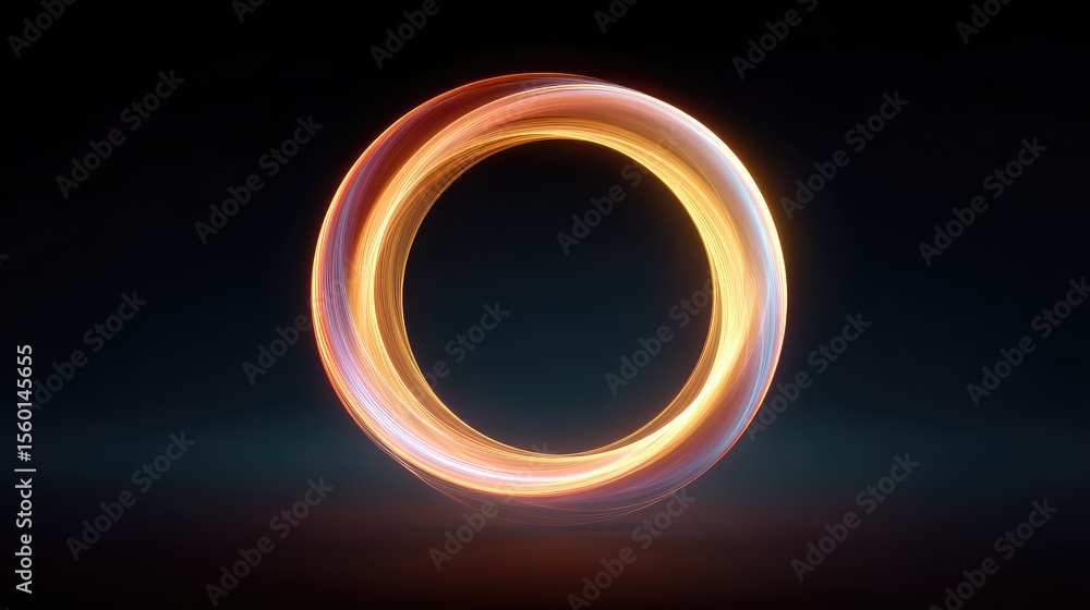 Poster abstract light circle with vibrant glowing trails in a dark background, creating a mesmerizing visua