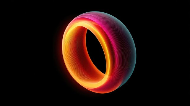Vibrant Abstract Ring Design with Glowing Effects, a Fusion of Color and Light Creating a Mesmerizing Visual Experience in a Dark Background