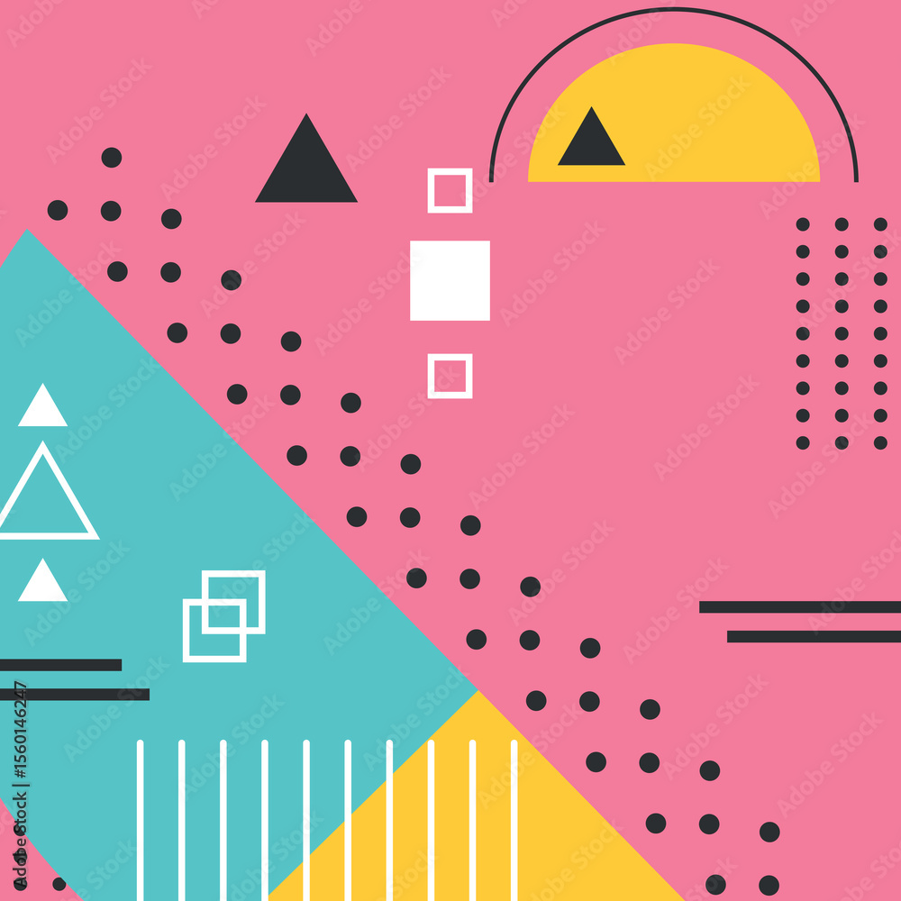 Poster pink color with geometry abstruct background design
