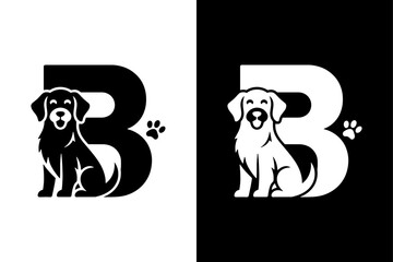 Dog and Letter B Logo Design icon isolated vector icon illustration on white background.