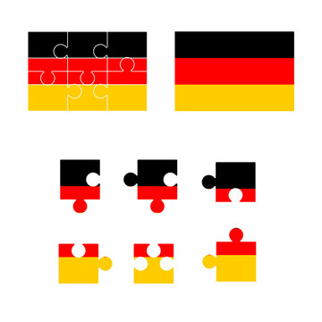 Germany flag  jigsaw puzzle background, 2x3 puzzle template, isolated on white, vector illustration.