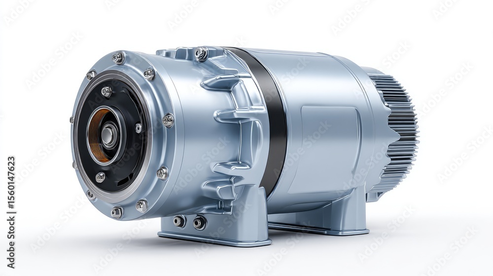 Poster high-performance supercharger for automotive engines in sleek metallic finish, ideal for enhancing p