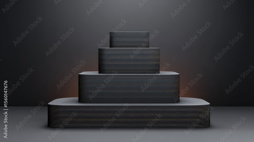 Poster elegant and modern display of geometric shapes on a gradual level of stacked blocks showcasing minim