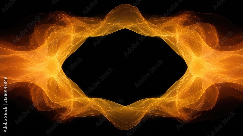 Aufkleber abstract pattern of flowing orange light waves creating a symmetrical design on a dark background fo