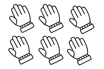 Winter Gloves Duo Minimalist Line Art Set