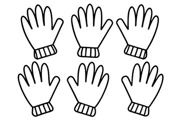 Obraz premium Winter Gloves Duo Minimalist Line Art Set