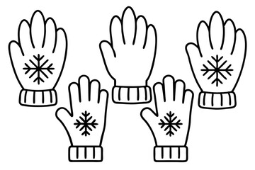 Winter Gloves Duo Minimalist Line Art Set