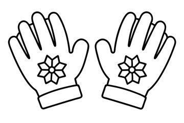 Winter Gloves Duo Minimalist Line Art Set