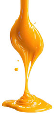 A stream of amber liquid pouring downward, creating a dynamic, flowing shape