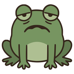cute tired frog animal flat color vector illustration template design