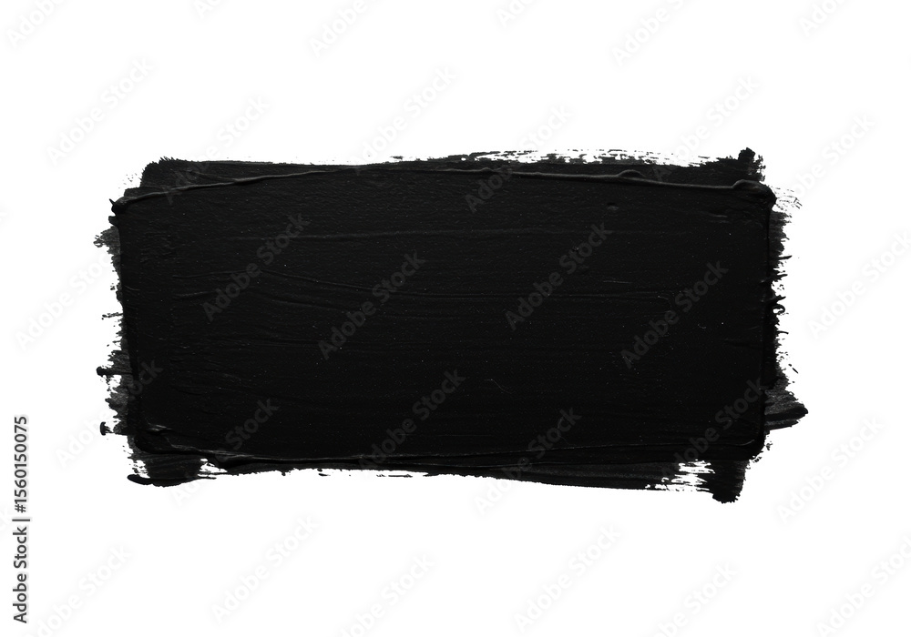 Poster abstract black rectangular shape with rough, distressed, grungy edges, resembling a paint roller or 