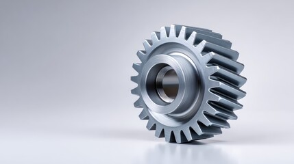 Metallic gear with sharp teeth showcasing precision engineering, ideal for mechanical, industrial, and manufacturing themes in technical and design projects.