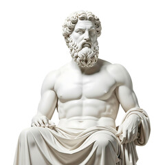 Marble Statue of Zeus or Poseidon on Transparent Background