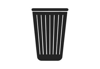 Simple black silhouette of a waste paper basket with vertical slats
