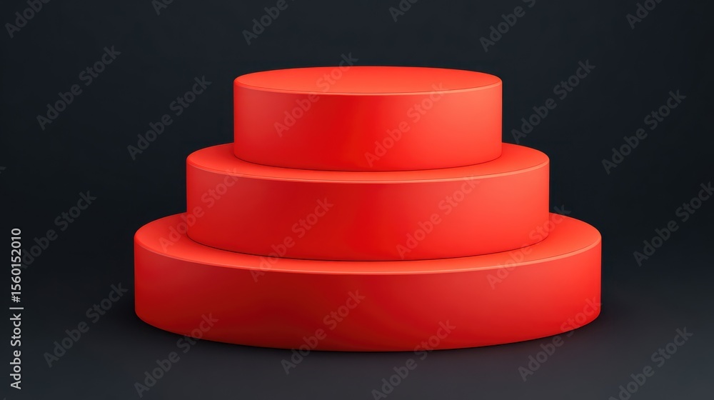 Aufkleber three red circular platforms on a dark background for product display, presentation, or creative sho