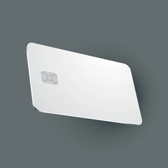 Vector mockup of white plastic credit card with chip on transparent background. Easy and fully editable.