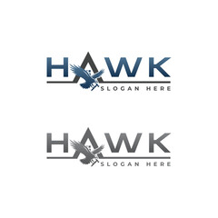 Hawk letter for House Repairation or maintenance logo symbol with Hawk bird