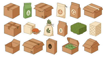 Fototapeta premium Eco-friendly packaging vector illustration - flat style design for sustainable products