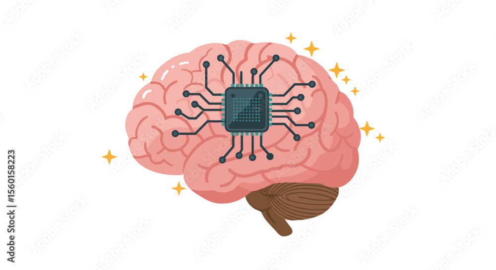 Aufkleber digital brain concept vector illustration for technology and ai design projects