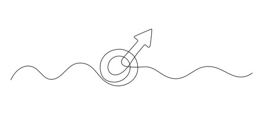One line drawing of a gender symbol for man shown by a simple icon with continuous illustration and outline. Isolated sketch created for clarity and style. Minimal concept.